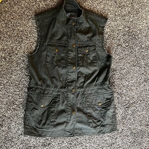 Military Style Ambition Olive Military Style Zippered Vest/Jacket SZ M